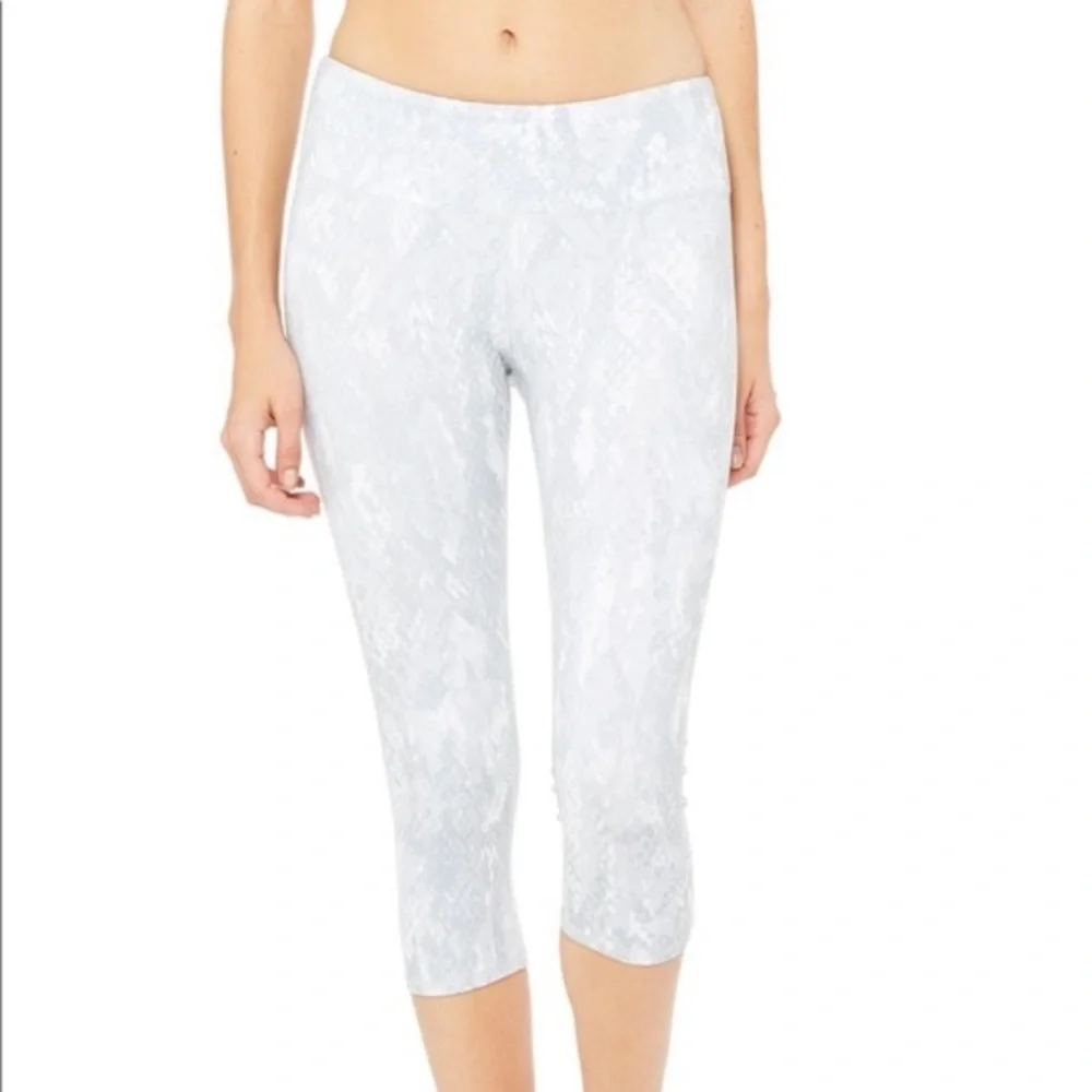 ALO yoga white python cropped leggings